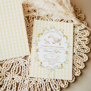 Invitación Ducha de bebé amarillo de género neutral Silly Goo