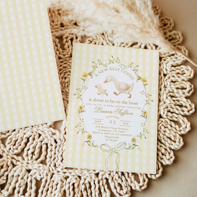 Invitación Ducha de bebé amarillo de género neutral Silly Goo (Subido por el creador)