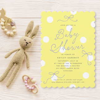 Invitación Ducha de Bebé Amarillo Lazos Modernos