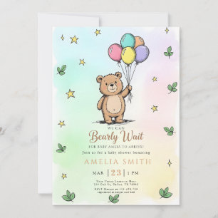 Invitación Ducha de bebé amigable con osito de peluche modern