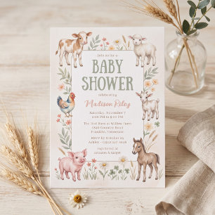 Invitación Ducha de Bebé Animales de Granja