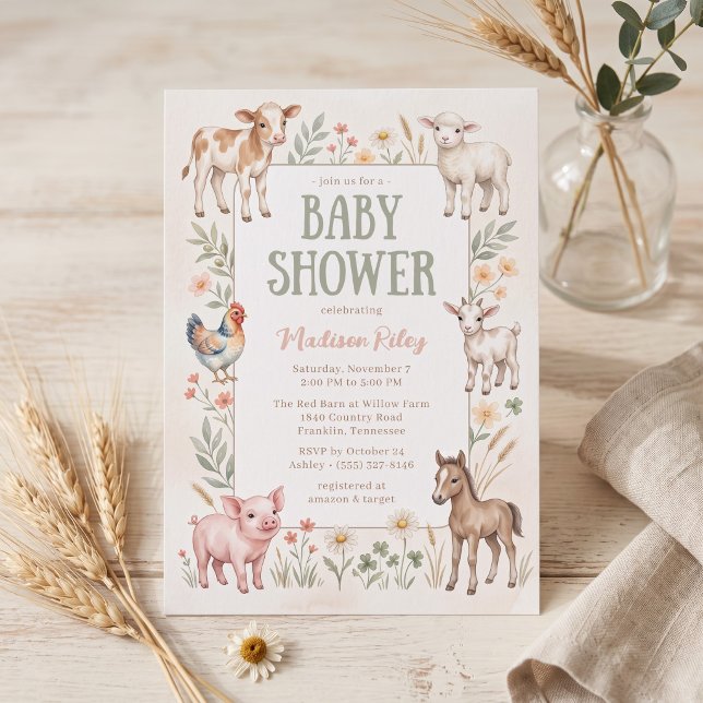 Invitación Ducha de Bebé Animales de Granja (Subido por el creador)