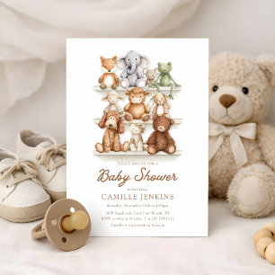 Invitación Ducha de Bebé Animales de Guardería Neutral