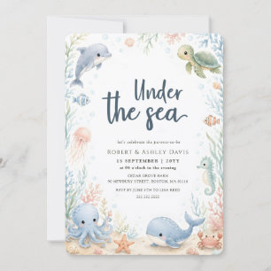 Invitación Ducha de Bebé Animales del Océano Bajo el Mar