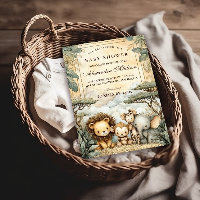Invitación Ducha de Bebé Animales Safari Boho (Subido por el creador)