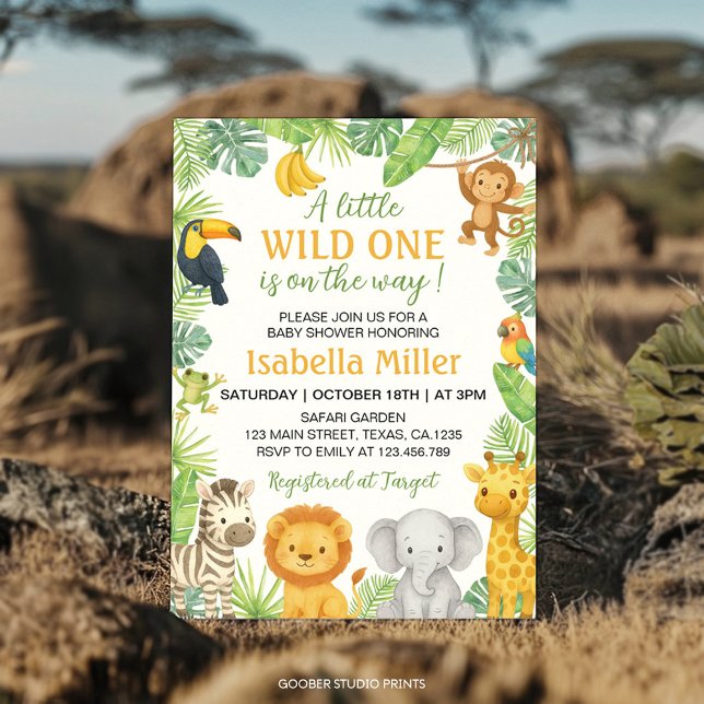 Invitación Ducha de Bebé Animales Safari Wild One (Subido por el creador)