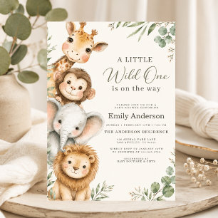 Invitación Ducha de Bebé Animales Safari Wild One