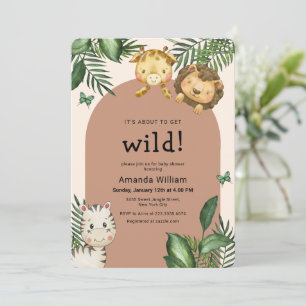 Invitación Ducha de Bebé Animales Salvajes Arco Boho Neutral