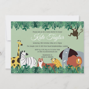 Invitación Ducha de Bebé Animales Salvajes de la Jungla
