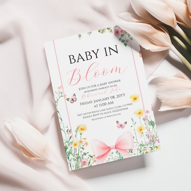 Invitación Ducha de Bebé Antigua con Lazo Bebé en Flor Maripo (Subido por el creador)