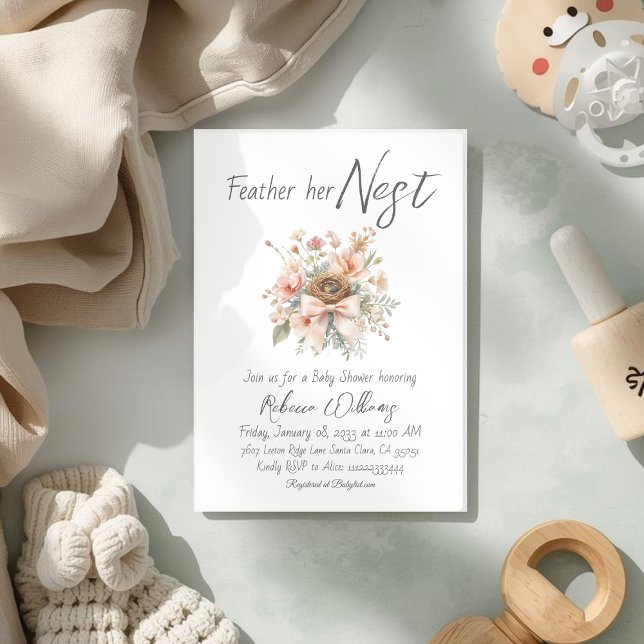 Invitación Ducha de bebé arco boho Feather Her Nest (Subido por el creador)