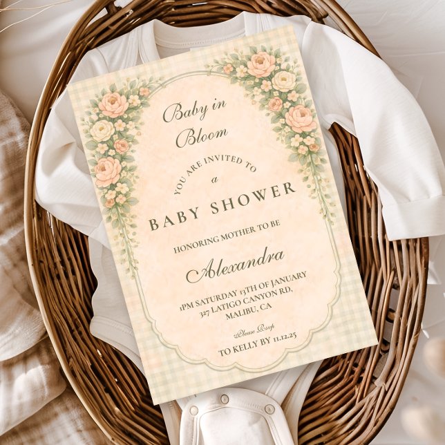 Invitación Ducha de Bebé Arco de Rosa País Francés (Subido por el creador)