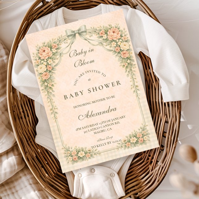 Invitación Ducha de Bebé Arco de Rosa Salvia con Rubor (Subido por el creador)