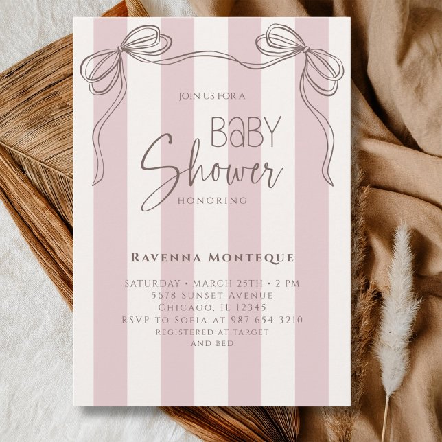 Invitación Ducha de Bebé Arco Dibujado a Mano con Rayas de Ma (Subido por el creador)