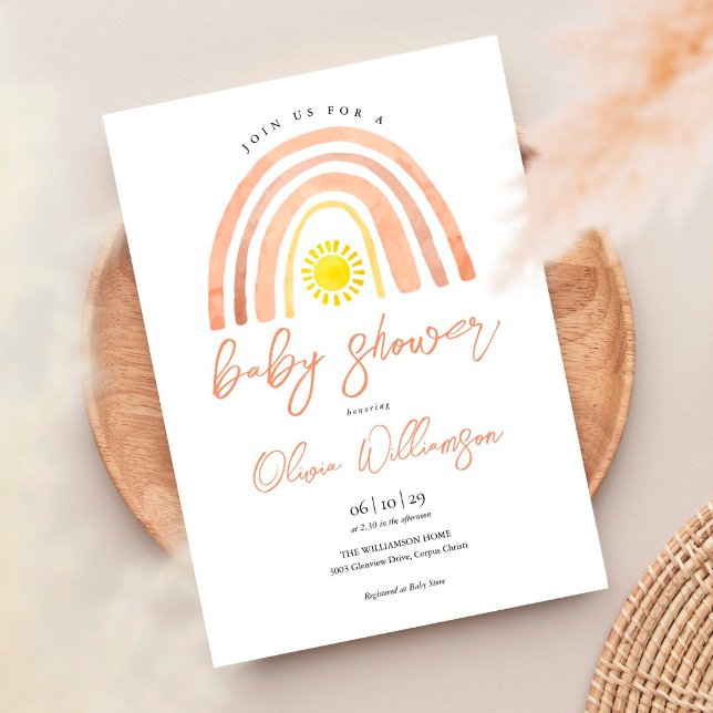 Invitación Ducha de Bebé Arcoíris Boho (Subido por el creador)