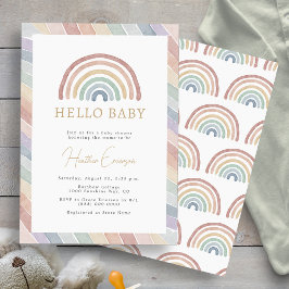 Invitación Ducha de Bebé Arcoíris Boho