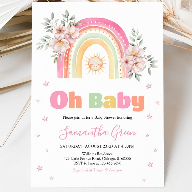 Invitación Ducha de Bebé Arcoíris Brillante (Subido por el creador)