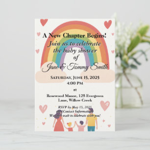 Invitación Ducha de bebé arcoíris de adopción