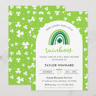 Invitación Ducha de bebé Arcoíris del Día de San Patricio