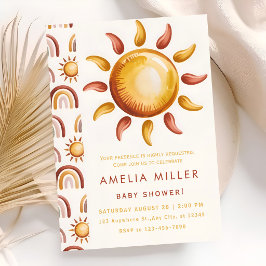 Invitación Ducha de Bebé Arcoíris Neutral Boho