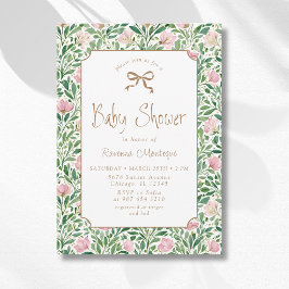 Invitación Ducha de Bebé Arcoiris Rosado Rosas Silvestres Dor