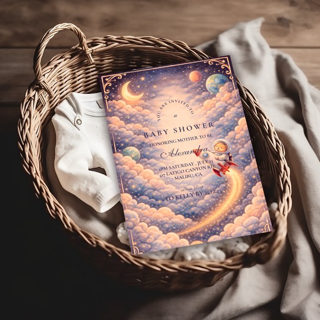 Invitación Ducha de Bebé Astronauta Celestial Nubes (Subido por el creador)
