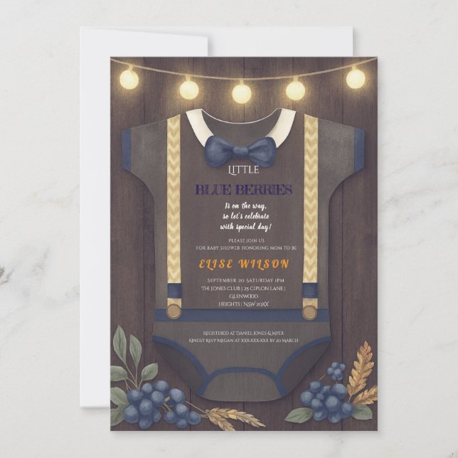 Invitación Ducha de bebé autum otoño burlap bodysuit (Anverso)