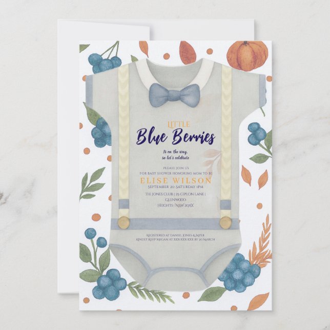 Invitación Ducha de bebé autum otoño burlap bodysuit (Anverso)