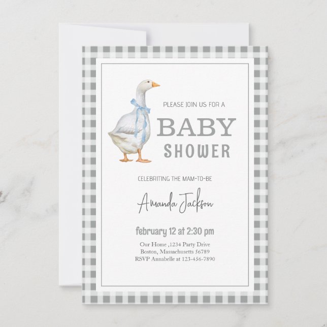 Invitación Ducha de bebé azul dulce (Anverso)