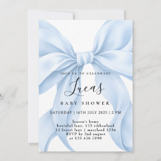 Invitación Ducha de bebé azul niño personalizada
