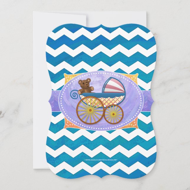 Invitación Ducha de Bebé Azul Océano Venera (Anverso)