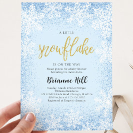 Invitación Ducha de Bebé Azul Un Copo de Nieve Pequeño