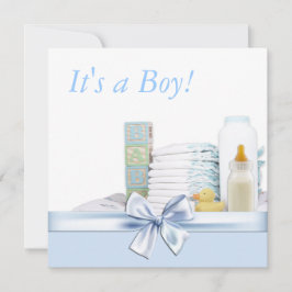 Invitación Ducha de bebé azul y amarillo