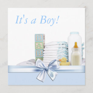 Invitación Ducha de bebé azul y amarillo