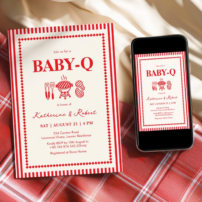 Invitación Ducha de bebé Baby-Q roja  (Subido por el creador)
