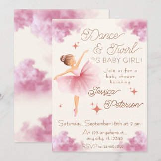 Invitación Ducha de bebé Bailarina de Baile y Giro