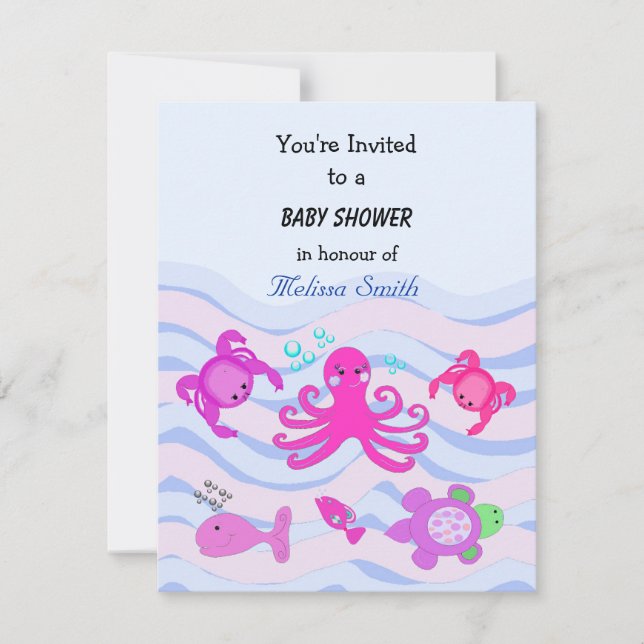 Invitación Ducha de bebé bajo el mar (Anverso)