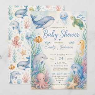 Invitación Ducha de bebé bajo el mar