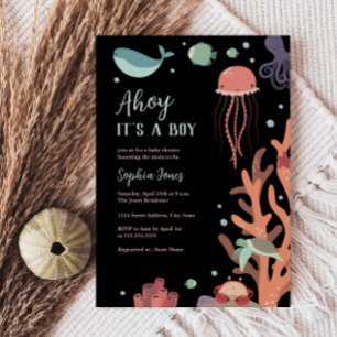 Invitación Ducha de Bebé Bajo el Mar Ahóy Es un Niño