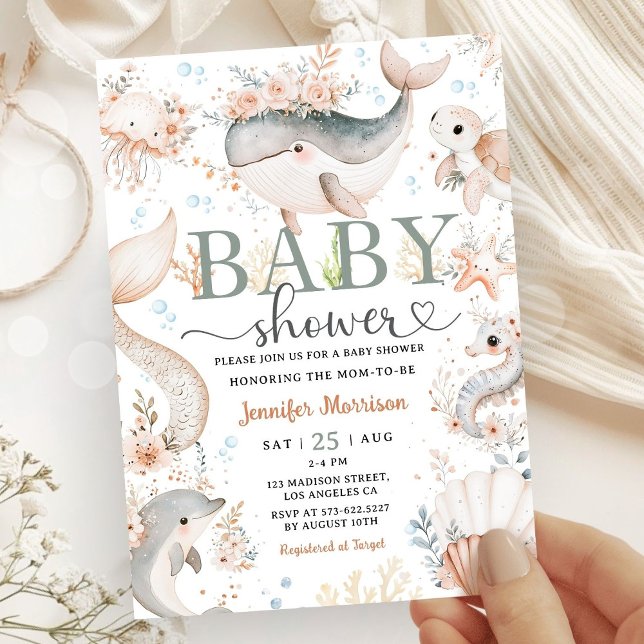 Invitación Ducha de Bebé Bajo El Mar Boho Chica Océano  (Subido por el creador)