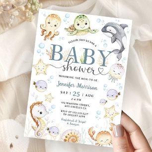 Invitación Ducha de Bebé Bajo El Mar Neutro en Género 