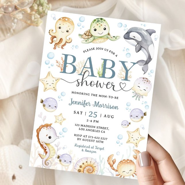 Invitación Ducha de Bebé Bajo El Mar Neutro en Género  (Subido por el creador)