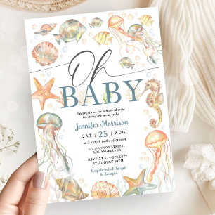 Invitación Ducha de Bebé Bajo el Mar Neutro en Género