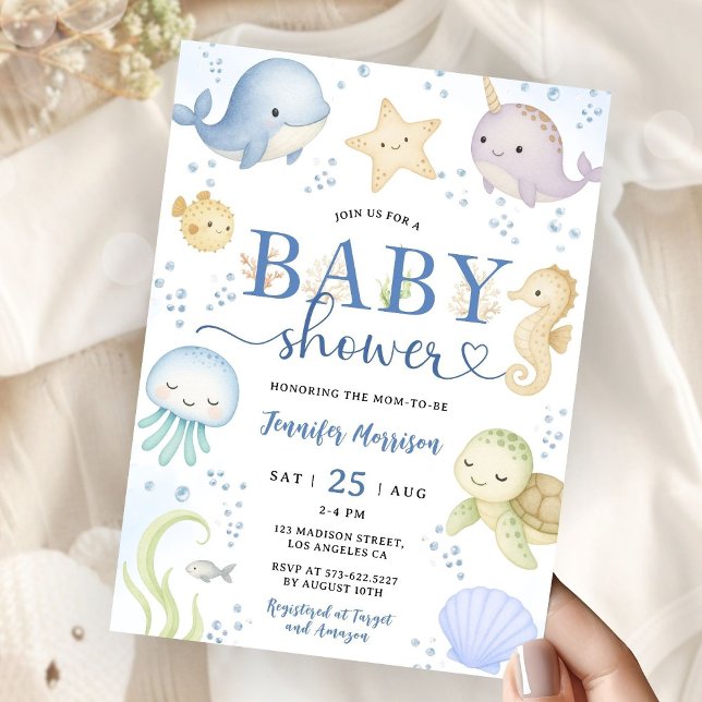 Invitación Ducha de Bebé Bajo El Mar Niño Océano (Subido por el creador)
