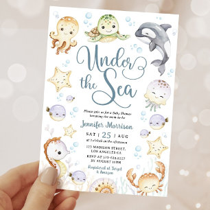 Invitación Ducha de Bebé Bajo El Mar Océano Neutral de Género