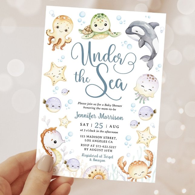 Invitación Ducha de Bebé Bajo El Mar Océano Neutral de Género (Subido por el creador)
