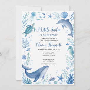 Invitación Ducha de bebé Bajo el Mar Pequeño Marinero