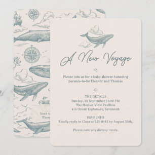 Invitación Ducha de bebé Ballenas en las Nubes Viaje Celestia