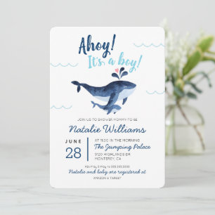 Invitación Ducha de Bebé Ballenas Náuticas Bajo el Mar