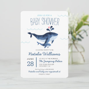 Invitación Ducha de Bebé Ballenas Náuticas Bajo el Mar